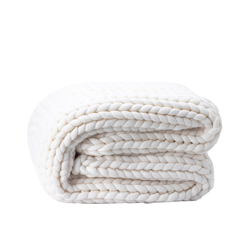 BOWRING - Lugano Chunky Knit 50" x 60" Throw, Ivory