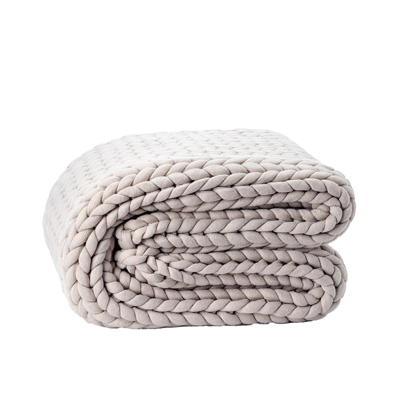 BOWRING - Lugano Chunky Knit 50" x 60" Throw, Taupe