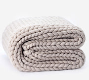 BOWRING - Lugano Chunky Knit 50" x 60" Throw, Taupe