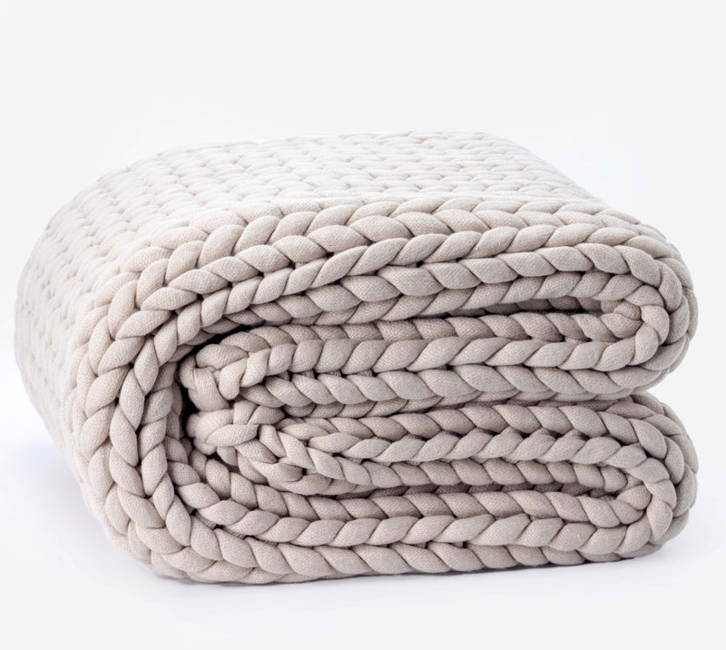 BOWRING - Lugano Chunky Knit 50" x 60" Throw, Taupe