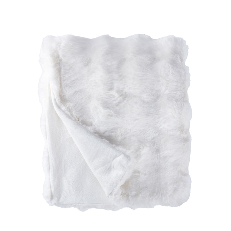 BOWRING - Plush Faux Fur 50" x 60" Throw, Ivory