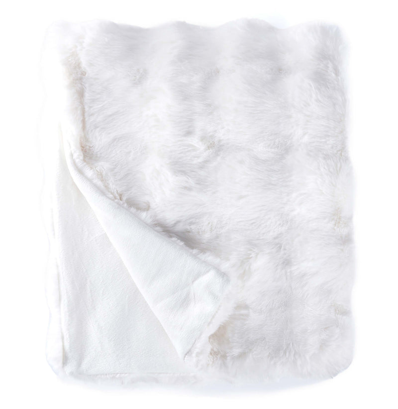 BOWRING - Plush Faux Fur 50" x 60" Throw, Ivory
