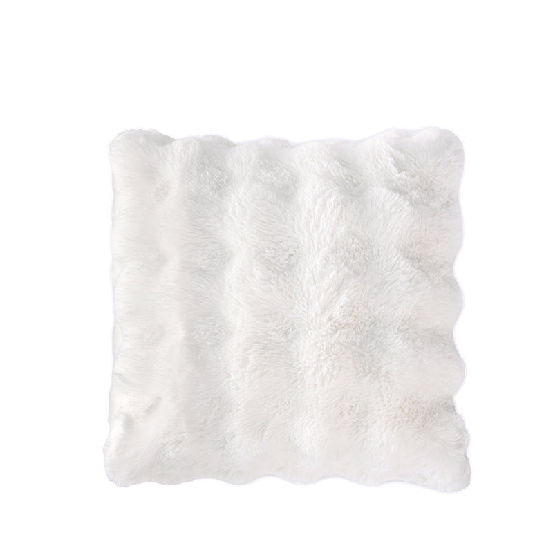 BOWRING - Plush Faux Fur 18" x 18" Pillow, Ivory