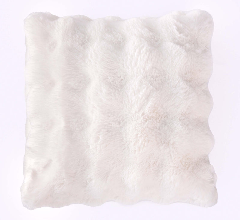 BOWRING - Plush Faux Fur 18" x 18" Pillow, Ivory