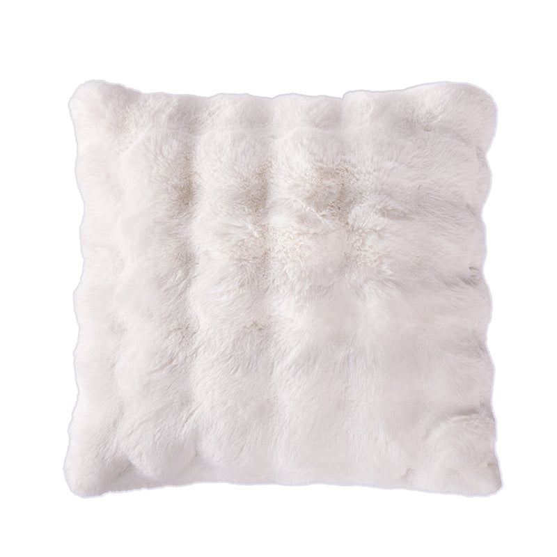 BOWRING - Plush Faux Fur 22" x 22" Pillow, Ivory