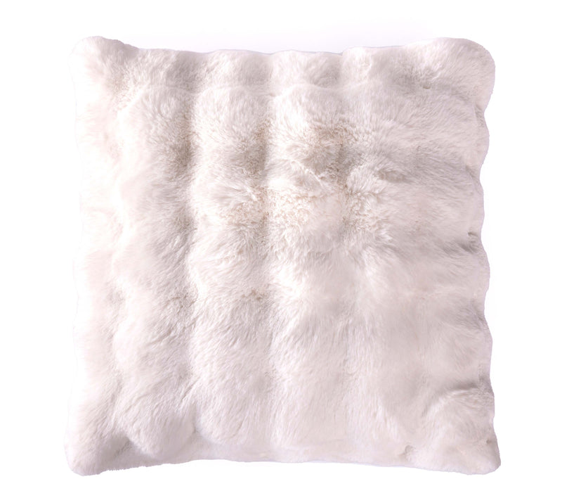 BOWRING - Plush Faux Fur 22" x 22" Pillow, Ivory
