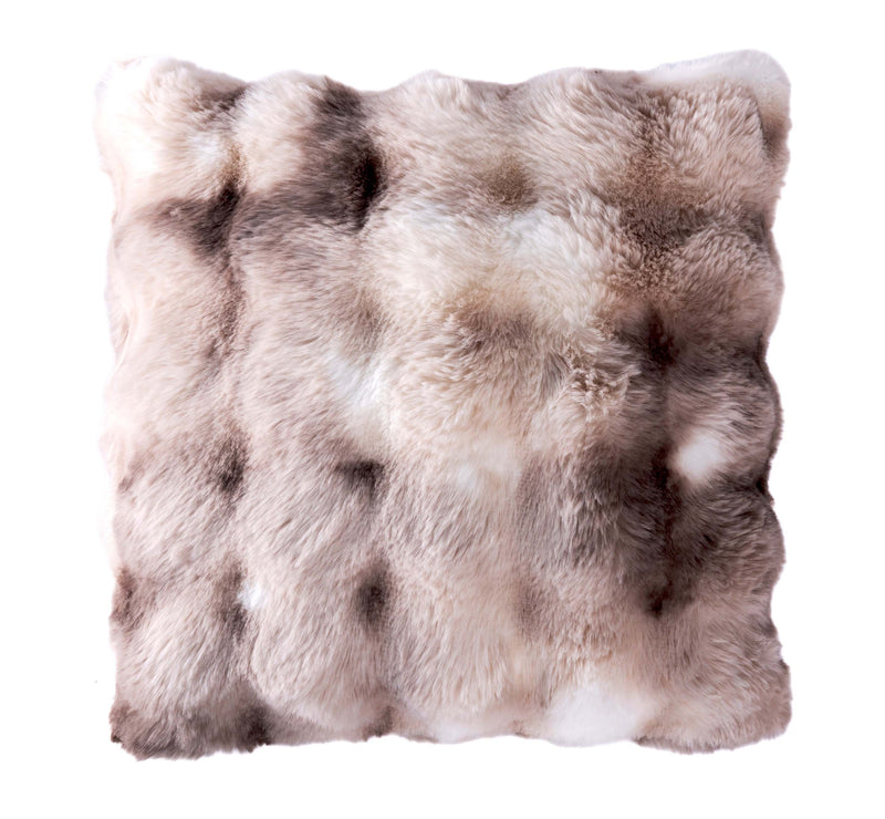 BOWRING - Plush Faux Fur 18" x 18" Pillow, Warm Grey