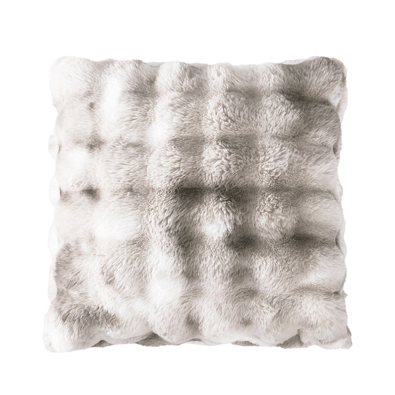 BOWRING - Plush Faux Fur 22" x 22" Pillow, Warm Grey