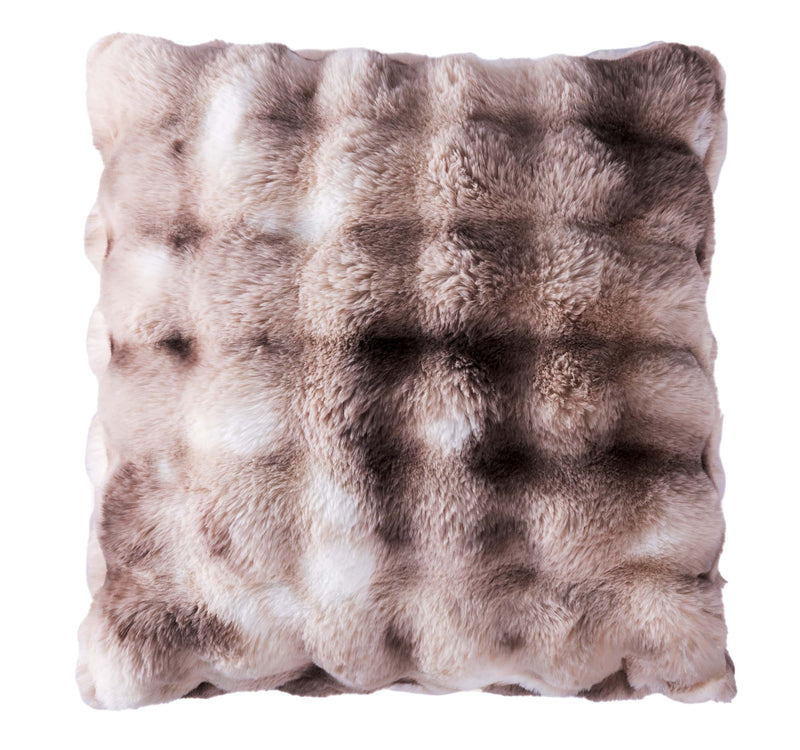 BOWRING - Plush Faux Fur 22" x 22" Pillow, Warm Grey