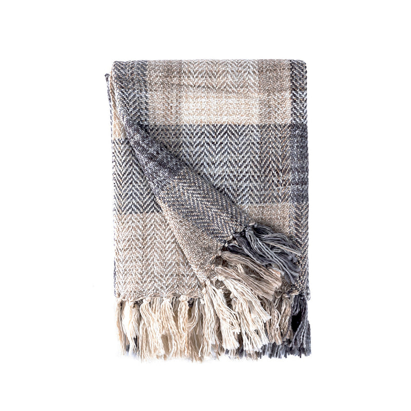 BOWRING - Cortina 50" x 60" Throw, Taupe/Grey