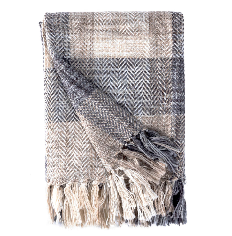 BOWRING - Cortina 50" x 60" Throw, Taupe/Grey