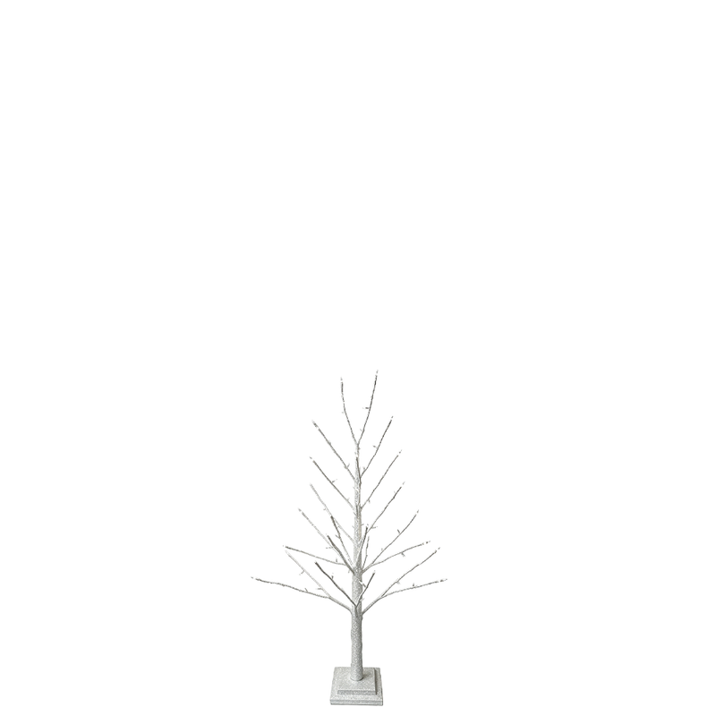 BOWRING - Silver Glitter Tree 90cm/35.5in | 78 Warm White LED Lights