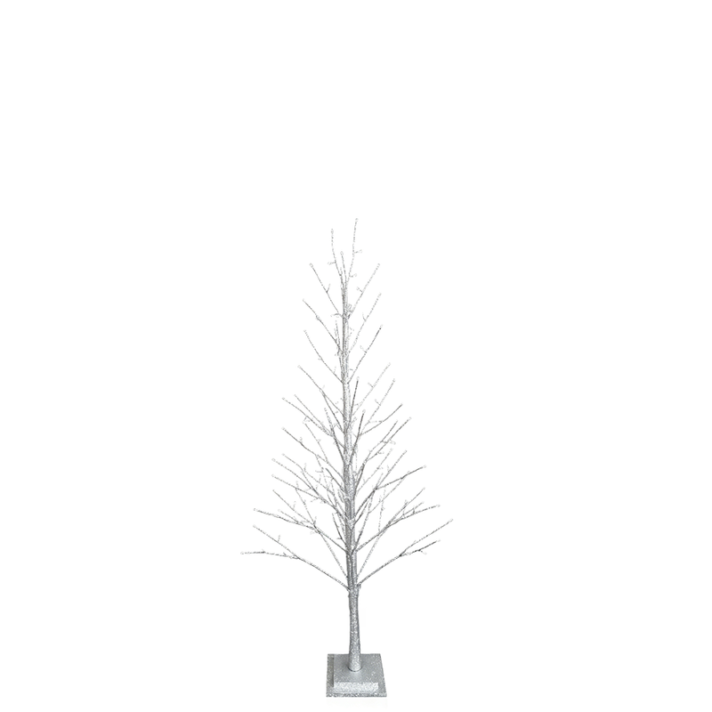 BOWRING - Silver Glitter Tree 150cm/59in | 186 Warm White LED Lights