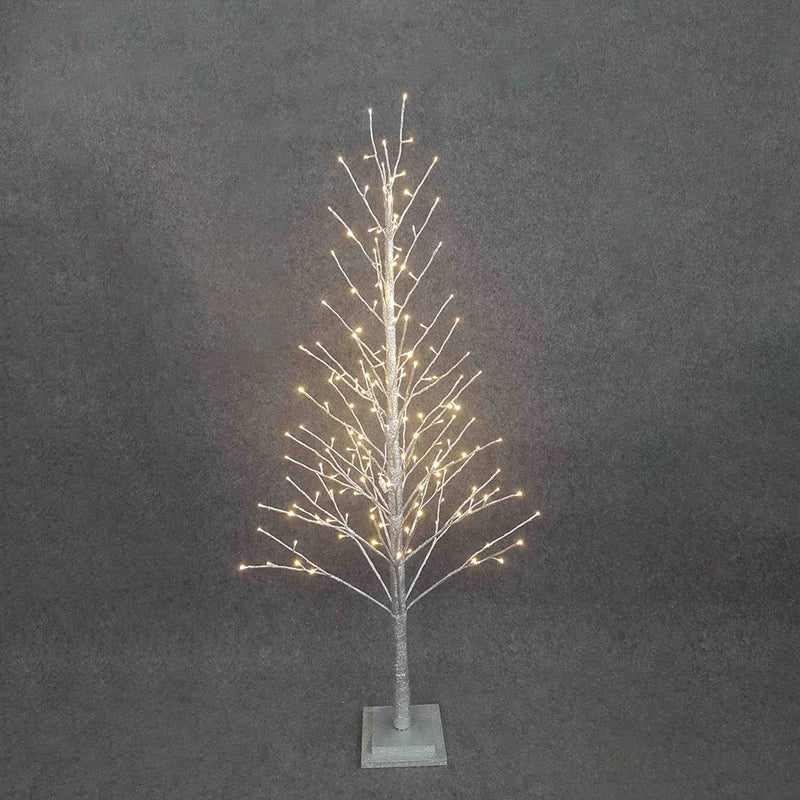 BOWRING - Silver Glitter Tree 150cm/59in | 186 Warm White LED Lights