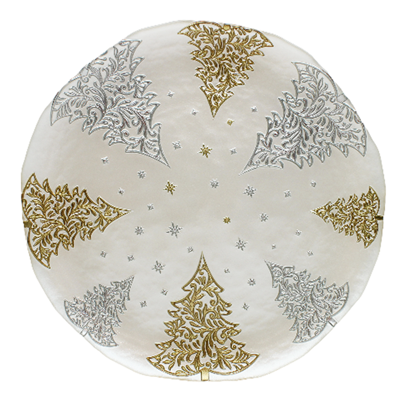 BOWRING - Forest Dream 33cm Glass Plate, Gold & Silver
