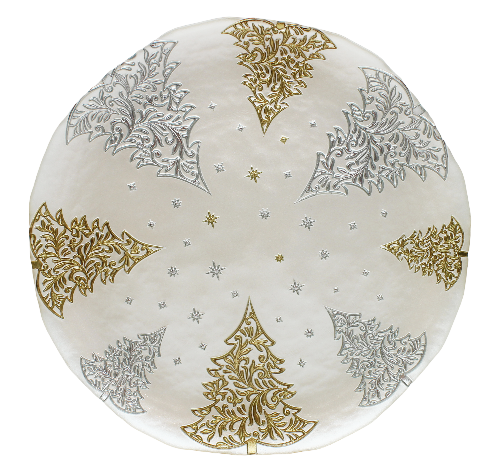 BOWRING - Forest Dream 33cm Glass Plate, Gold & Silver