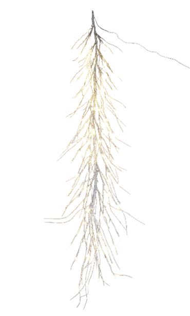 BOWRING - Silver Glitter Garland with Remote 180cm/71" | 126 Warm White LED Lights