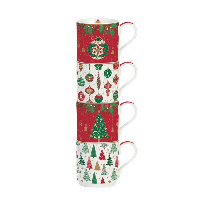 Easy Life - Jingle Bells 275ml (9.3oz) Stacking Mugs Set of 4