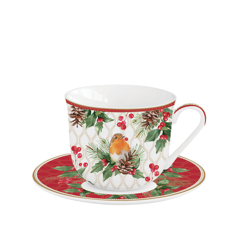 Easy Life - Christmas Berries 370ml (12.5oz) Breakfast Cup & Saucer