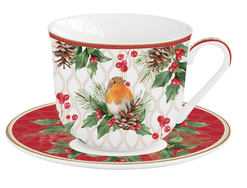 Easy Life - Christmas Berries 370ml (12.5oz) Breakfast Cup & Saucer