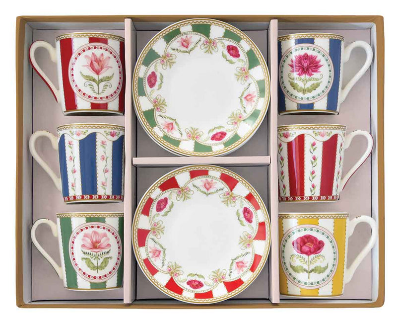 Easy Life - Flowery 100ml (3.4oz) Espresso Cup & Saucer Set of 6