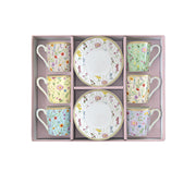 Easy Life - Meadow Flowers 100ml (3.4oz) Set of 6 Espresso Cups & Saucers