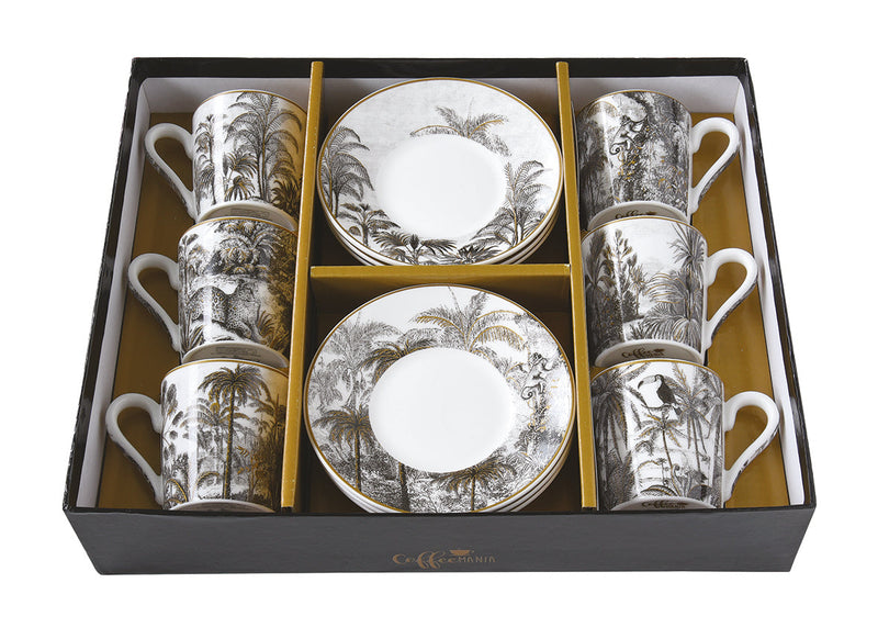Easy Life - Retro Jungle 100ml (3.4oz) Espresso Cup & Saucer Set of 6