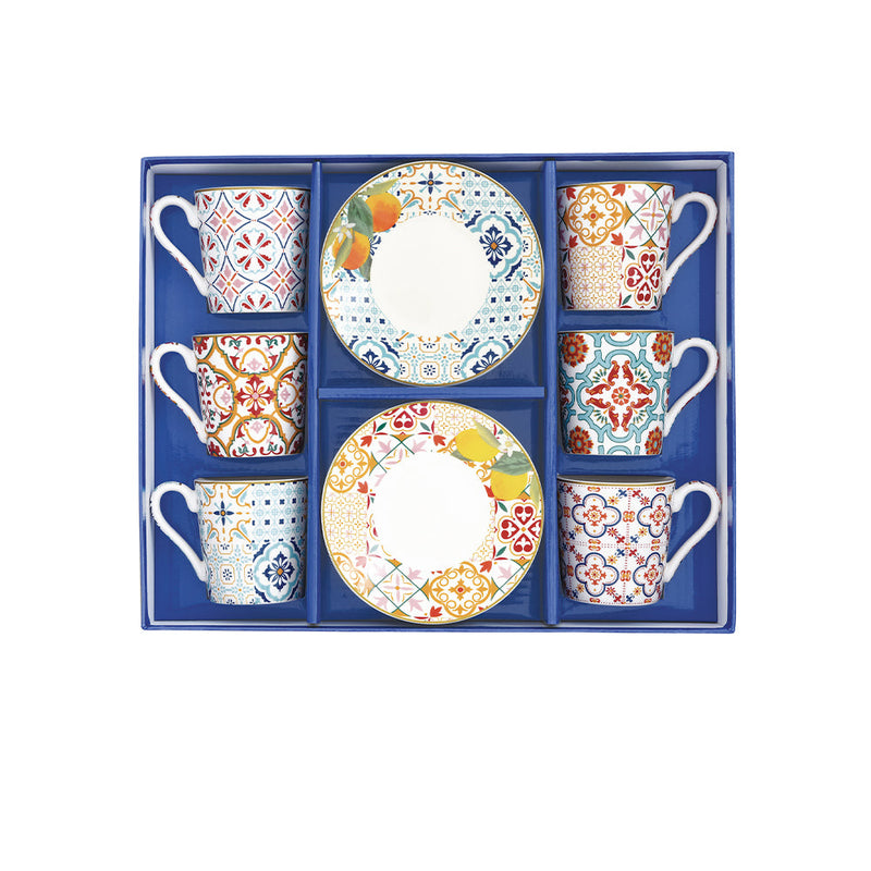 Easy Life - Siracusa 100ml (3.4oz) Espresso Cup & Saucer Set of 6
