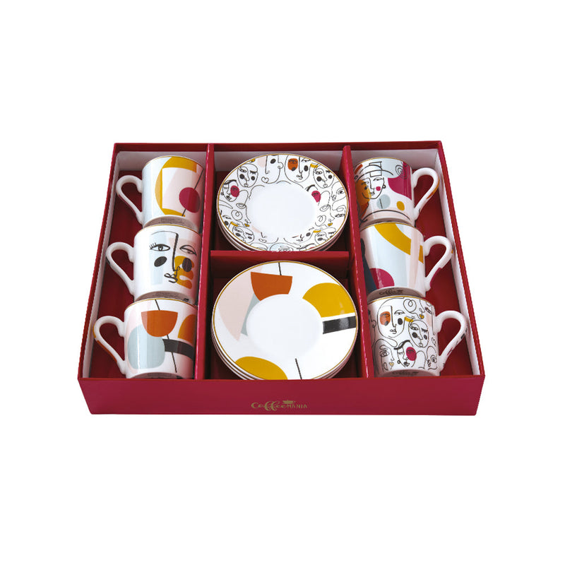 Easy Life - Modernism 100ml (3.4oz) Espresso Cups & Saucers Set of 6