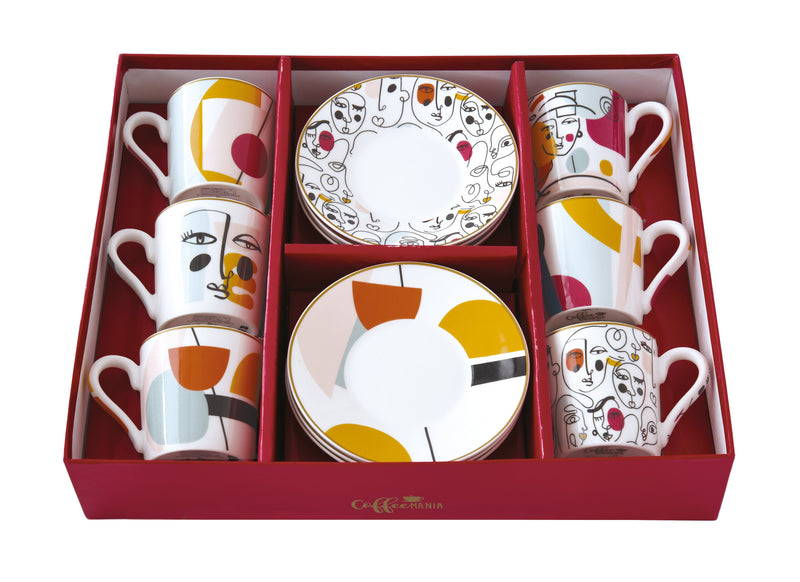 Easy Life - Modernism 100ml (3.4oz) Espresso Cups & Saucers Set of 6