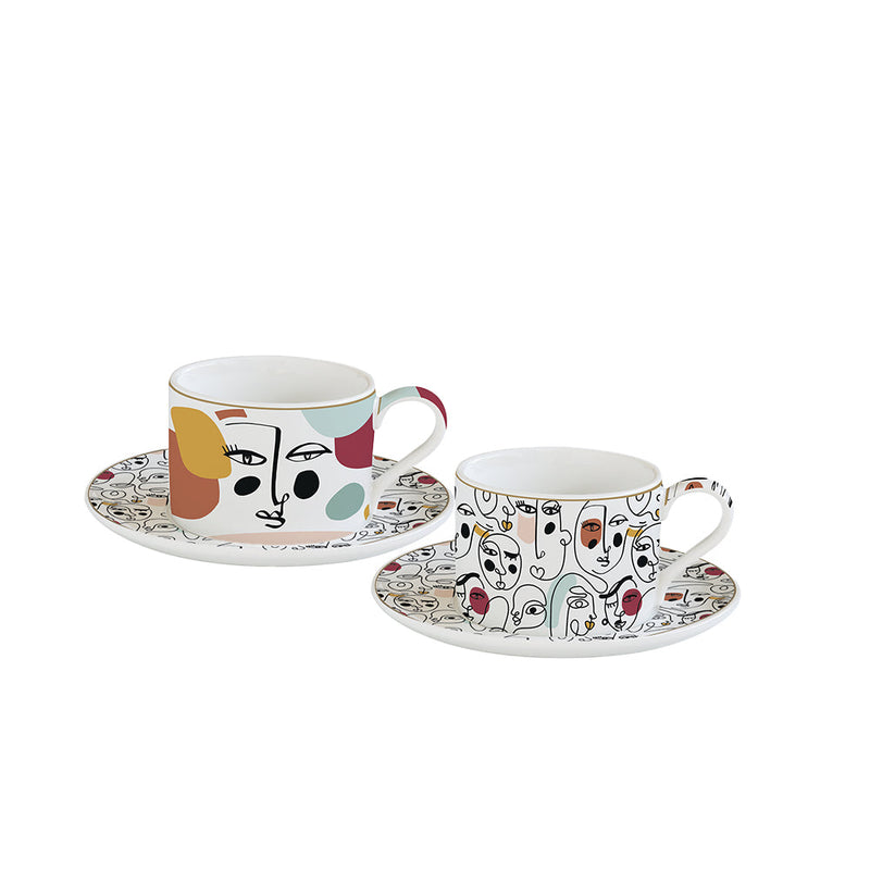Easy Life - Modernism 240ml (8oz) Cups & Saucers Set of 2