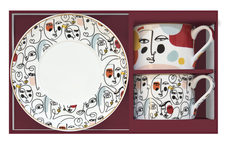 Easy Life - Modernism 240ml (8oz) Cups & Saucers Set of 2