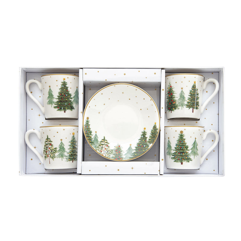 Easy Life - Festive Trees 100ml (3.4oz) Espresso Cup & Saucer Set of 4