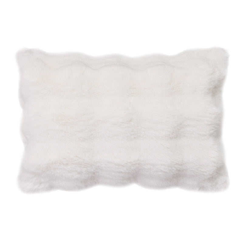 BOWRING - Plush Faux Fur 12" x 18" Pillow, Ivory