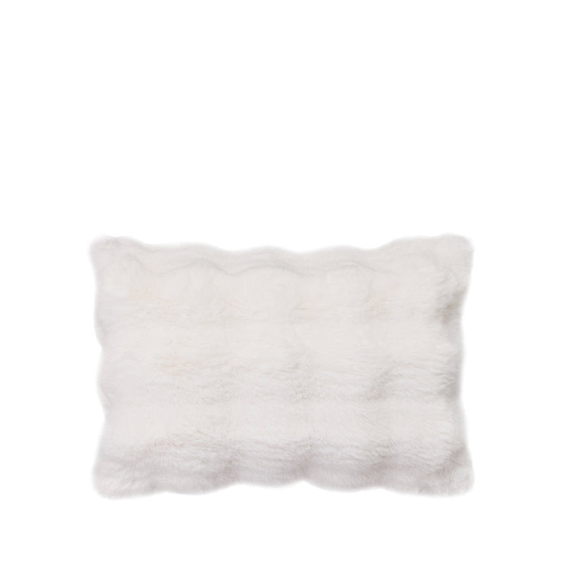 BOWRING - Plush Faux Fur 12" x 18" Pillow, Ivory