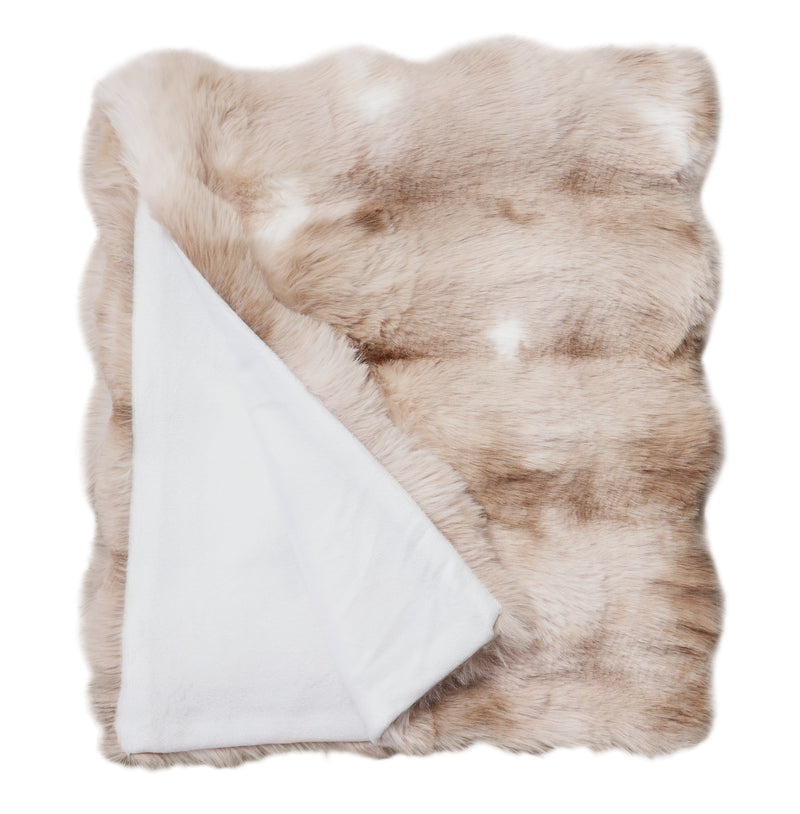 BOWRING - Plush Faux Fur 50" x 60" Throw,CARAMEL