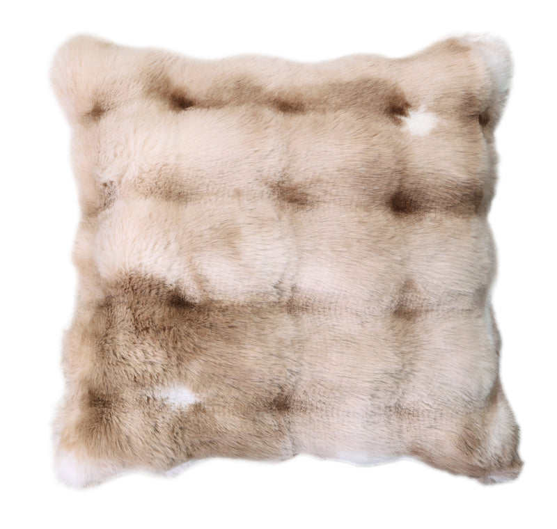 BOWRING - Plush Faux Fur 18" x 18" Pillow,CARAMEL
