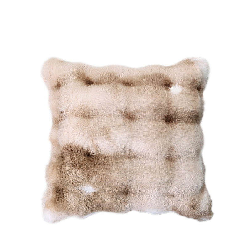 BOWRING - Plush Faux Fur 18" x 18" Pillow,CARAMEL