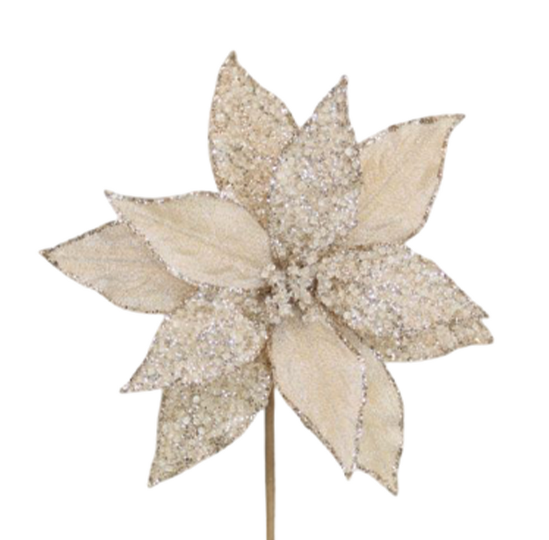 BOWRING - Poinsettia 28x50cm Champagne Microbeads