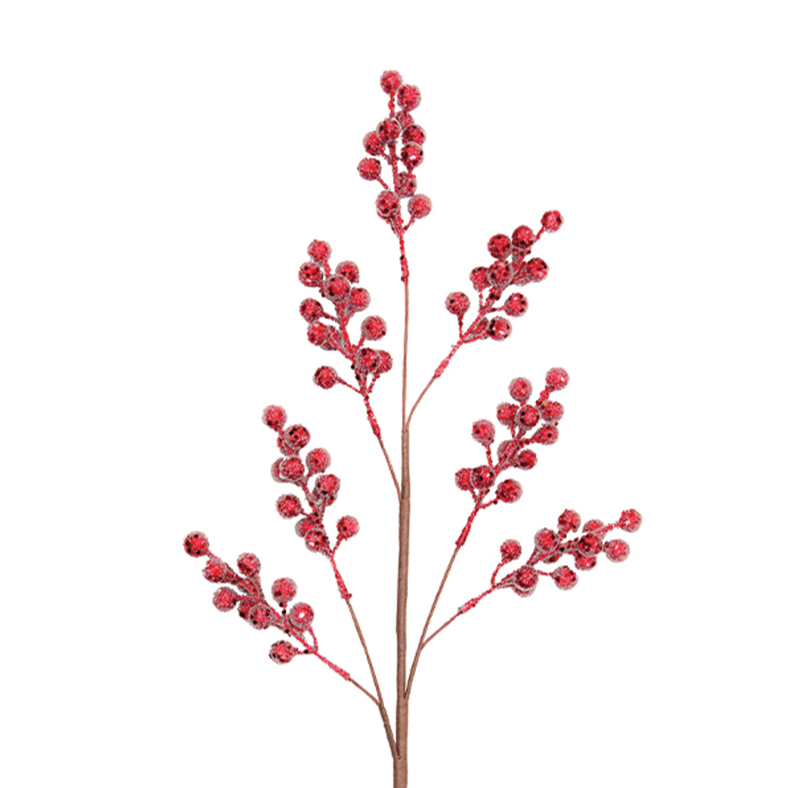 BOWRING - Berry Spray 66cm Burgundy Glitter