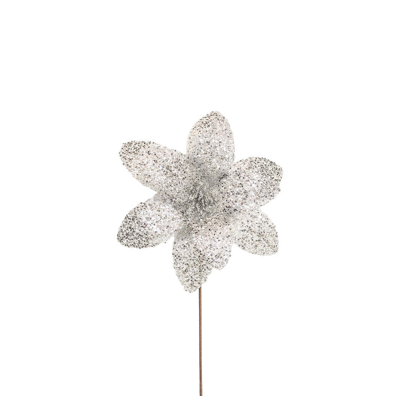 BOWRING - Poinsettia 31x55cm Silver Sequins