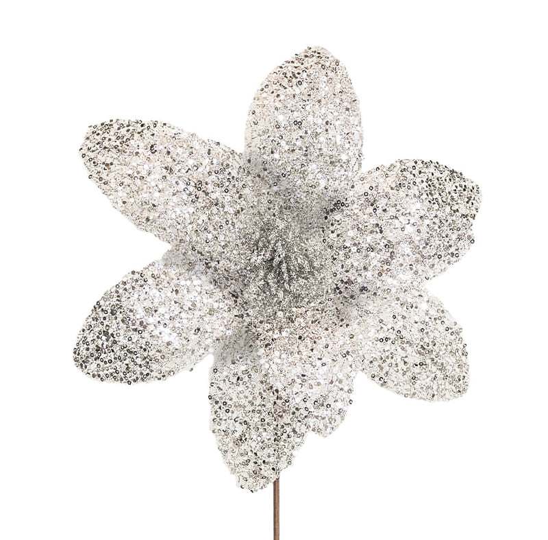 BOWRING - Poinsettia 31x55cm Silver Sequins