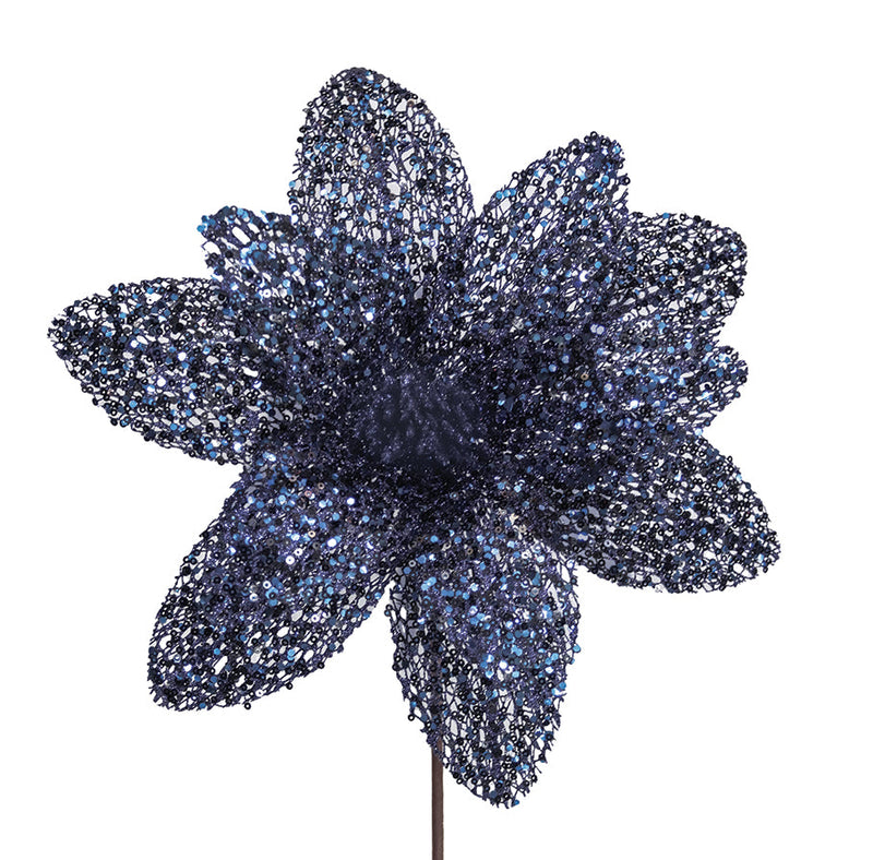 BOWRING - Poinsettia 31x55cm Midnight Blue Sequins