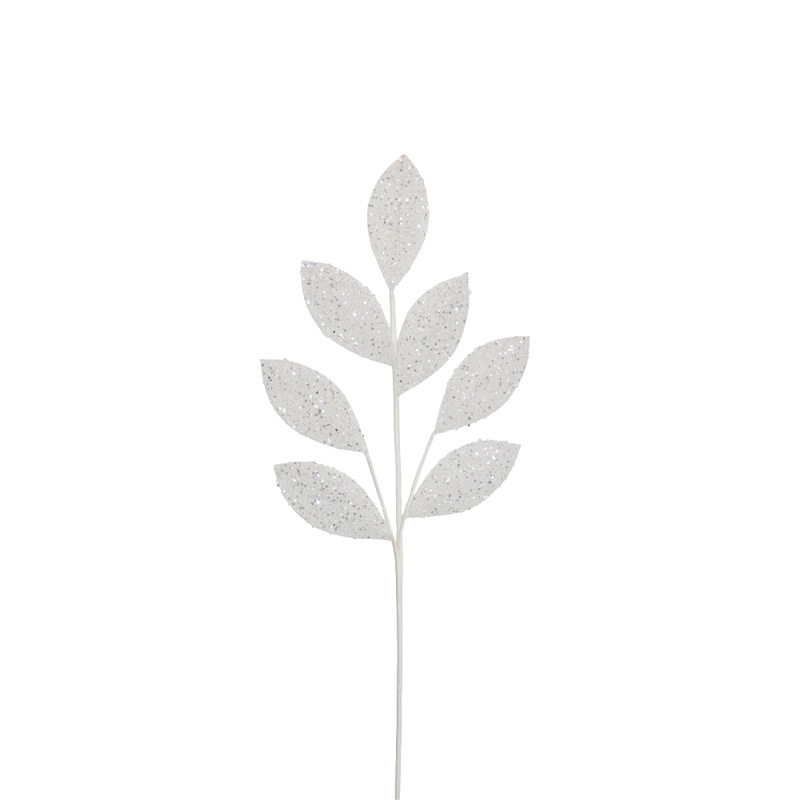 BOWRING - Leaf Stem 70cm White Sequins