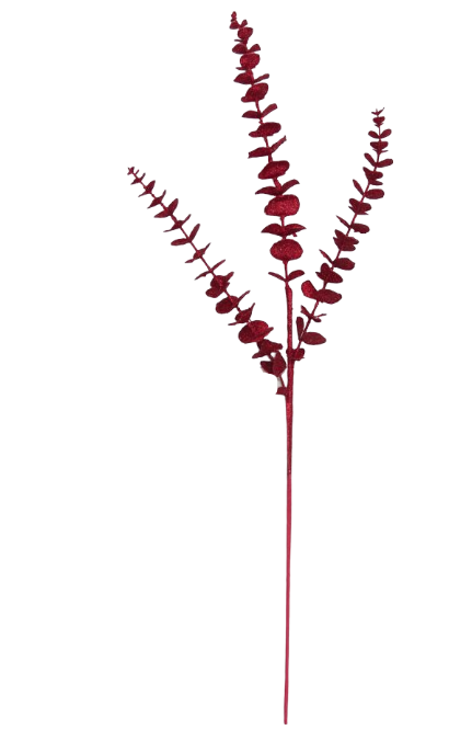 BOWRING - Eucalyptus 81cm Burgundy Glitter Spray