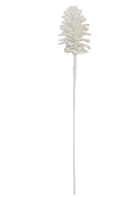 BOWRING - Pinecone 55cm White Iced Cluster