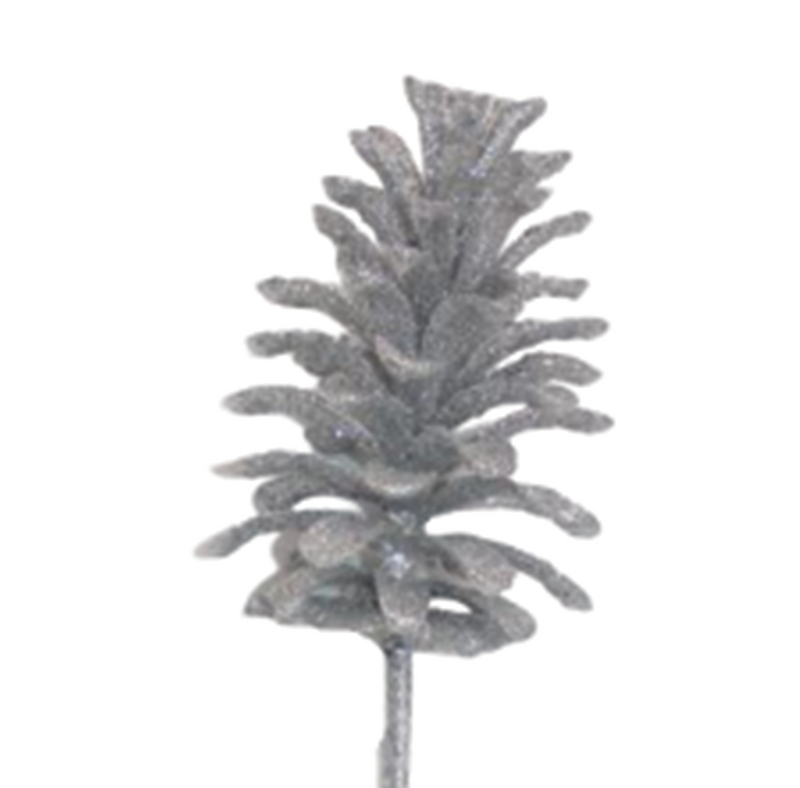BOWRING - Pinecone 55cm Silver Iced Cluster