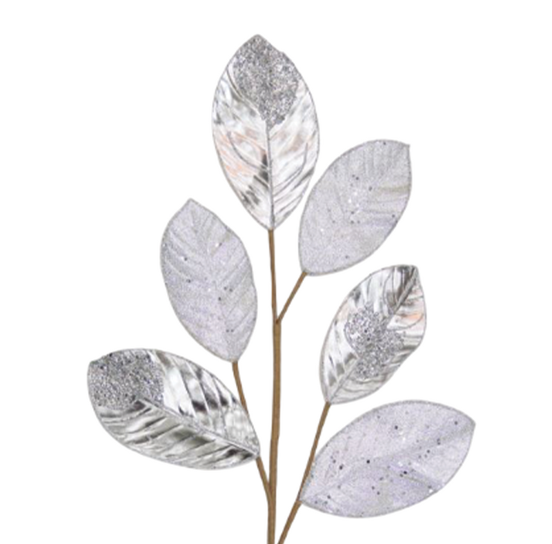 BOWRING - Leaf Stem 68cm Silver Beaded