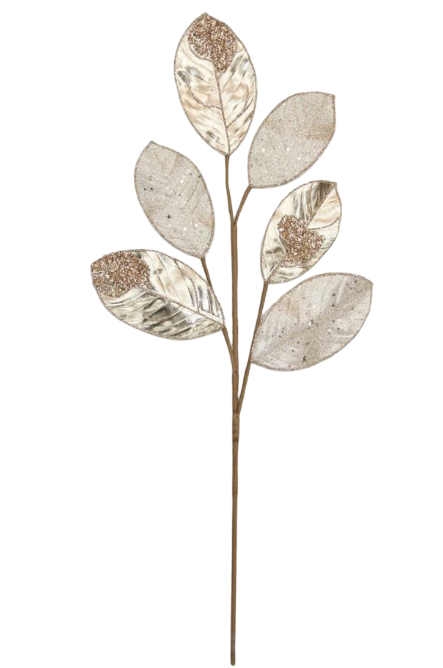 BOWRING - Leaf Stem 68cm Champagne Beaded