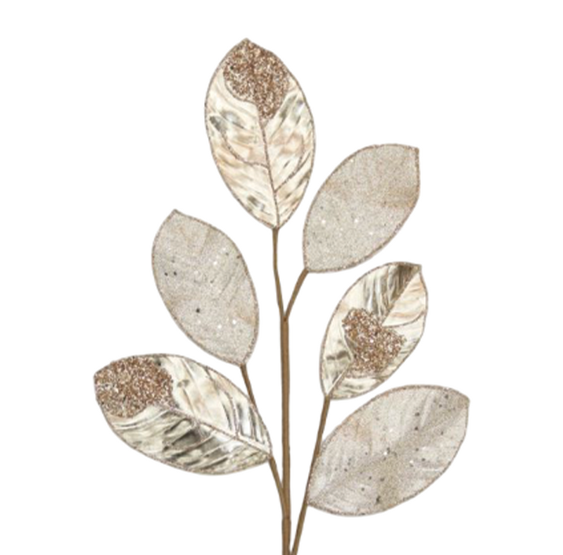 BOWRING - Leaf Stem 68cm Champagne Beaded